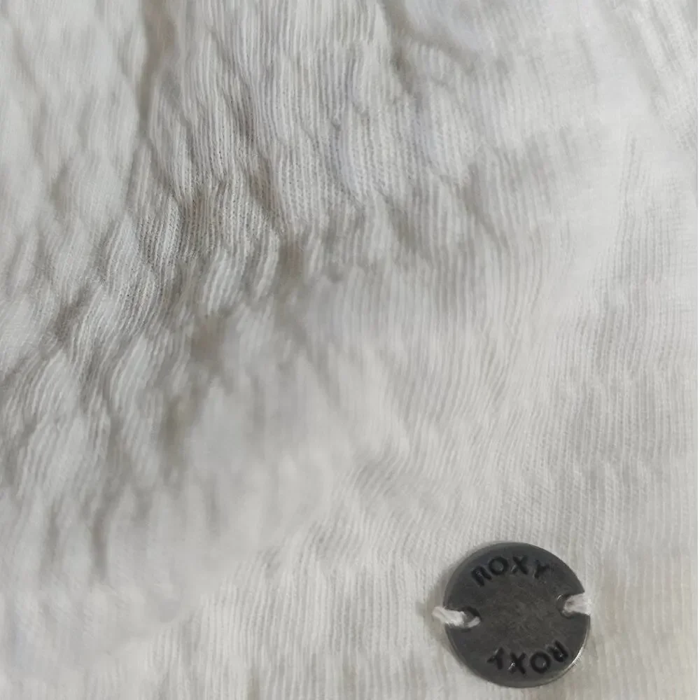 ROXY White Milkmaid Ruched Crop Top Puff Sleeve XS Cottagecore - Picture 5 of 8